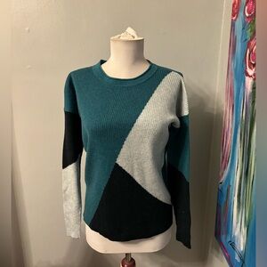 Smartwool color block ribbed pullover sweater merino wool blend women's S